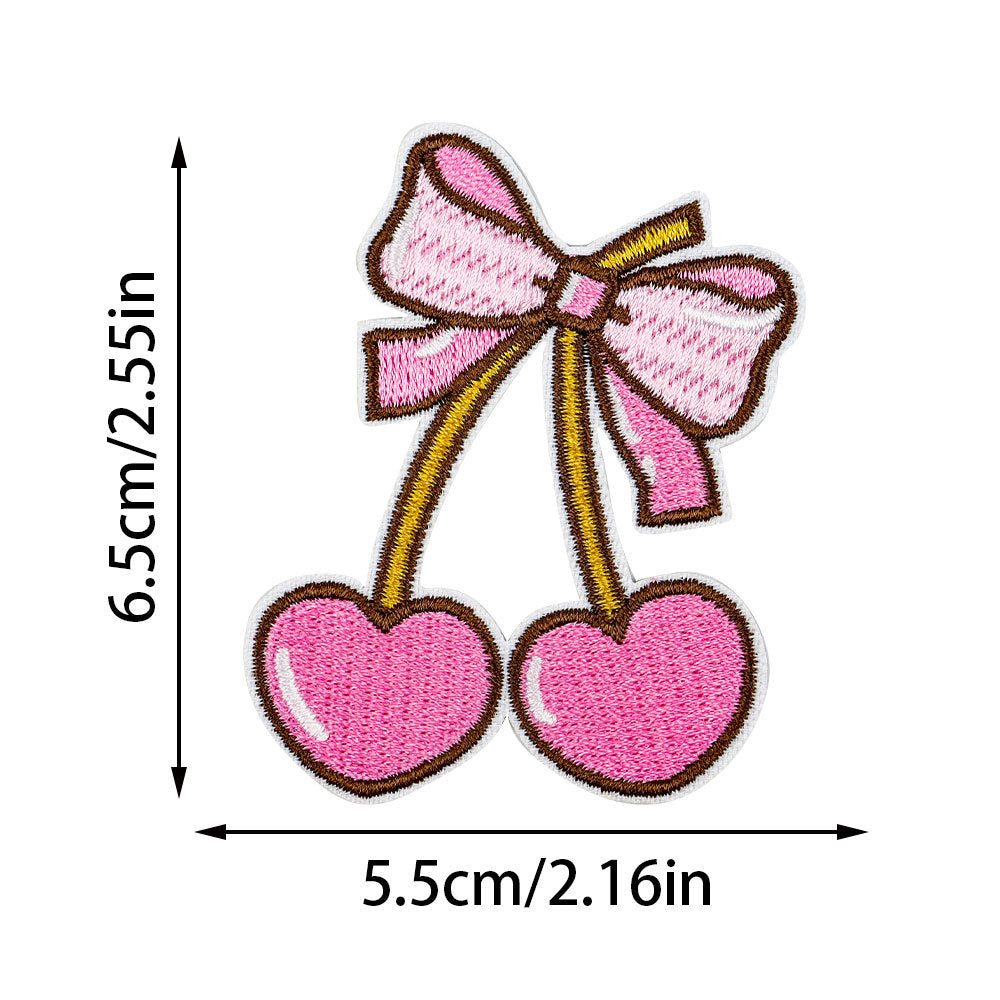 Wholesale  Cherry Embroidered Cloth Sticker No-sewing Girl' s Down et Patch Sticker Holes Sticker Large